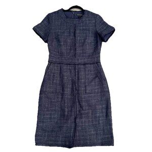 Banana Republic Women’s Short Sleeve Frayed Edge Tweed Dress Size 8 Navy Blue